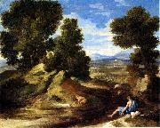 Landscape with a Man Drinking or Landscape with a Man scooping Water from a Stream Nicolas Poussin